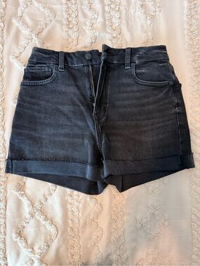 American Eagle Outfitters Black High-Rise Rolled Hem Jean Shorts